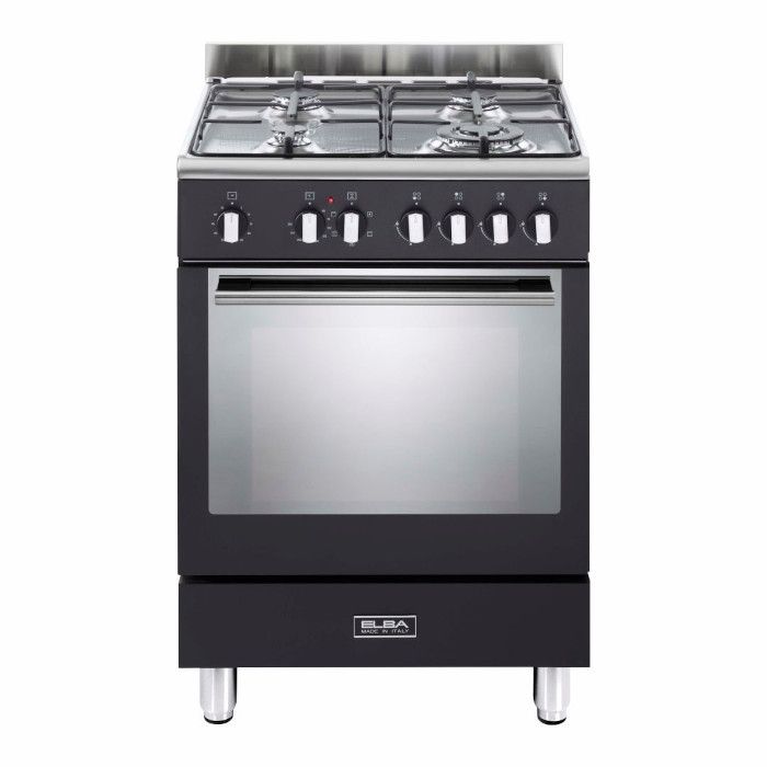 ELBA 01/6FX442-B2 Fusion 4 Burner Gas Stove Electric Oven 60cm Black